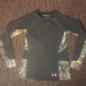 Under Armour extreme base layer fleece lined cold gear camo long sleeve small